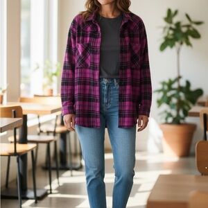 Time and Tru Pink Plaid Shirt